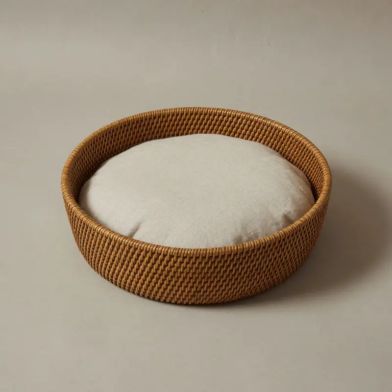 Hand-Woven Rattan Cat Basket