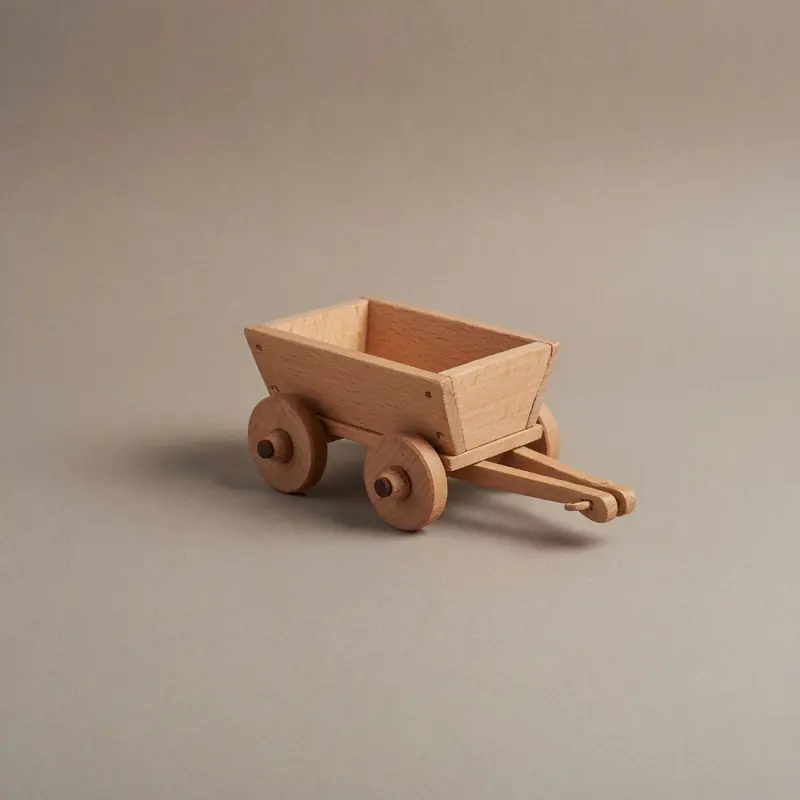 Hand-Carved Beechwood Mini Cart