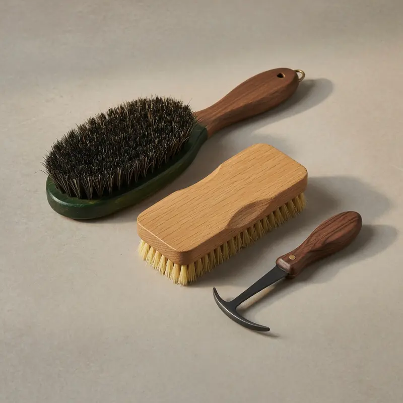Horsehair & Walnut Grooming Set